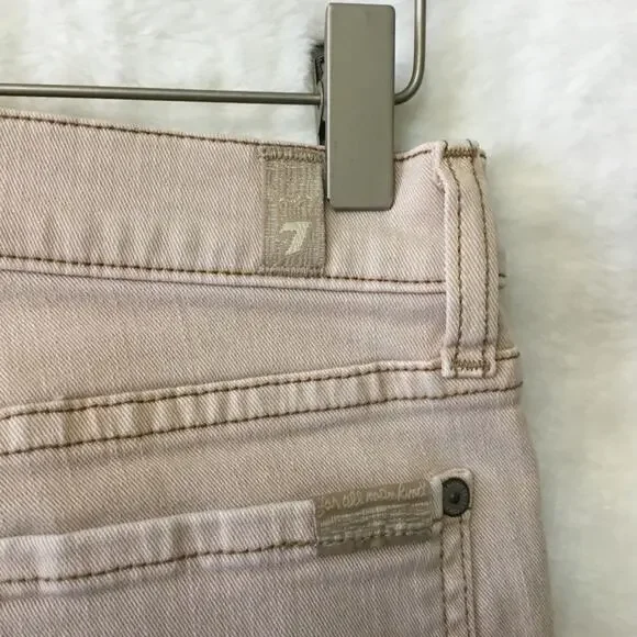 7 For All Mankind Beige Skinny Crop & Roll Jeans - Picture 10 of 11